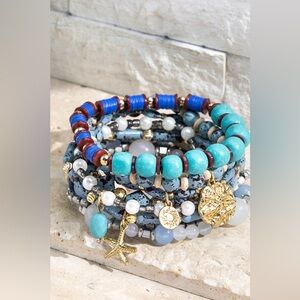 Multi Beaded Natural Stone Bracelet|Ocean